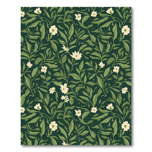 Dark Green Floral Vine Artful Rug