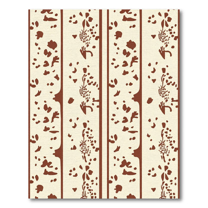 Earthy Cream And Brown Botanical Stripes Rug