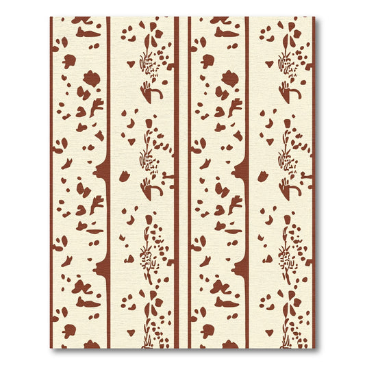 Earthy Cream And Brown Botanical Stripes Rug