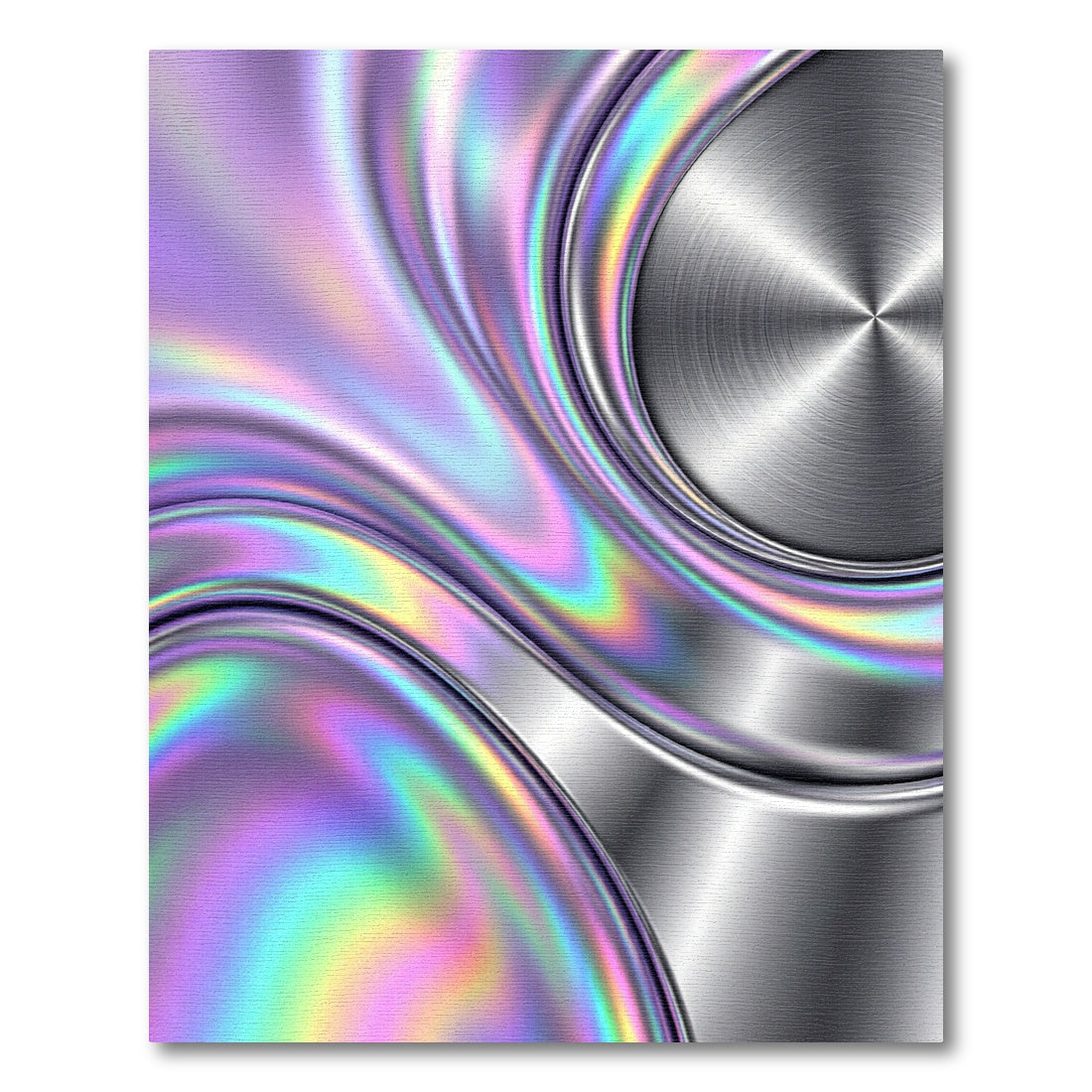 Liquid Chrome Iridescent Abstract Swirl Rug
