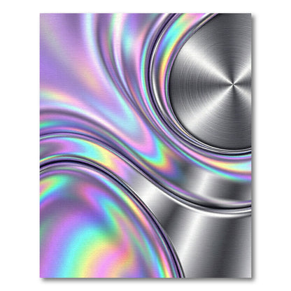 Liquid Chrome Iridescent Abstract Swirl Rug