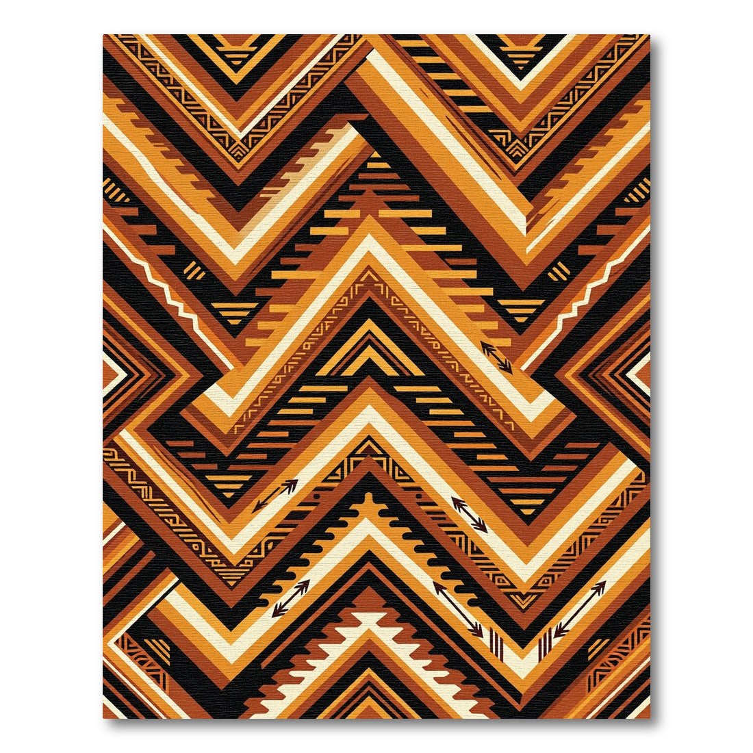 Geometric Amber Ochre Zigzag Chevron Rug