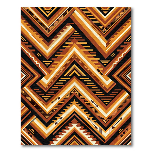 Geometric Amber Ochre Zigzag Chevron Rug