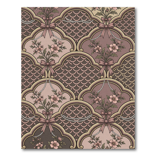 Vintage Pink Floral Archway Ribbon Rug