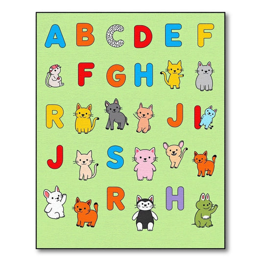 Alphabet Cats Fun Composition Rug