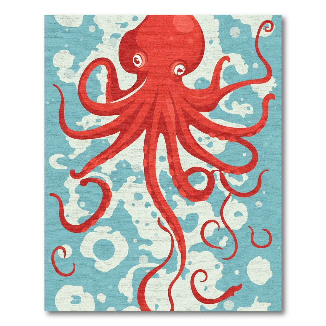 Vibrant Red Octopus Underwater Whimsy Rug