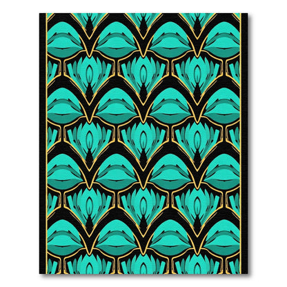 Art Deco Teal Fan Geometric Rug