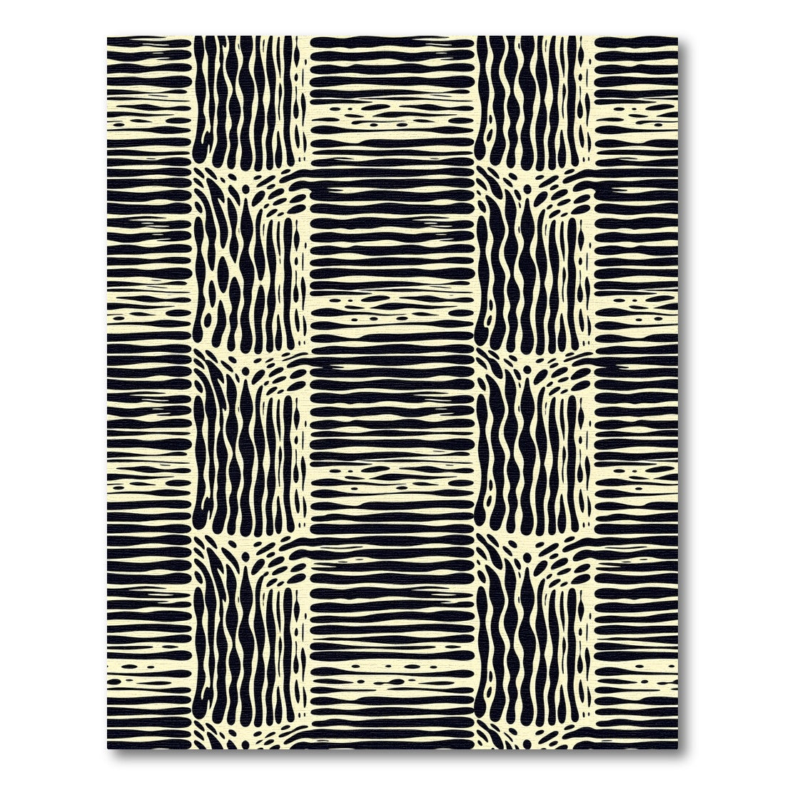 Cream Black Interlocking Organic Squares Rug