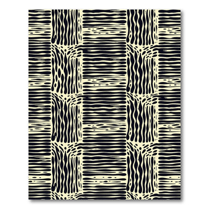 Cream Black Interlocking Organic Squares Rug
