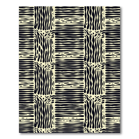 Cream Black Interlocking Organic Squares Rug