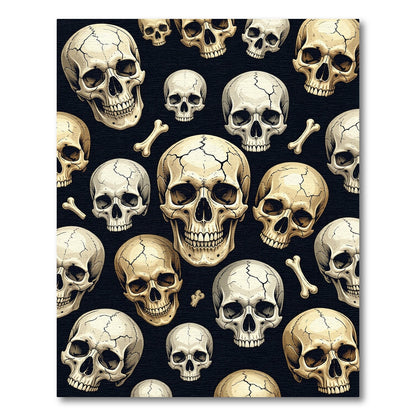 Gothic Cream Skull and Bone Arrangement Rug