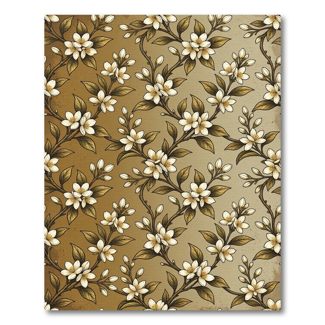 Golden Jasmine Botanical Floral Twig Gold Rug