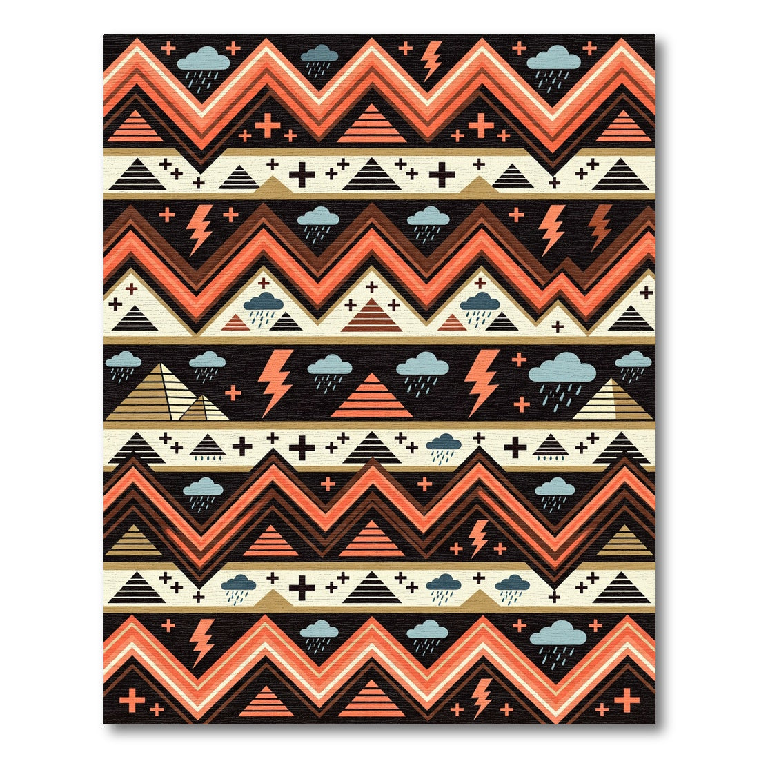 Geometric Abstract Tribal Zigzag Lightning Rug
