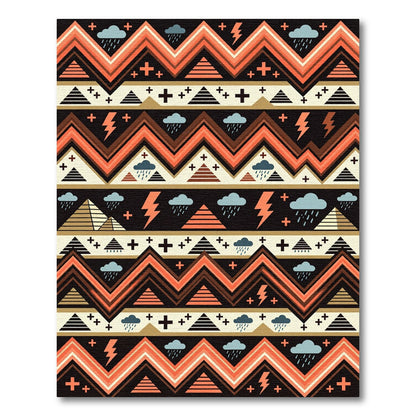 Geometric Abstract Tribal Zigzag Lightning Rug
