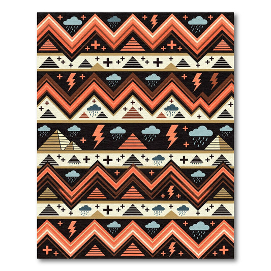 Geometric Abstract Tribal Zigzag Lightning Rug