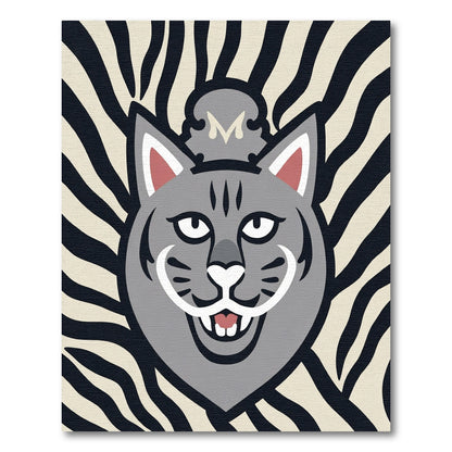 Gray Feline Whimsical Stripe Rug