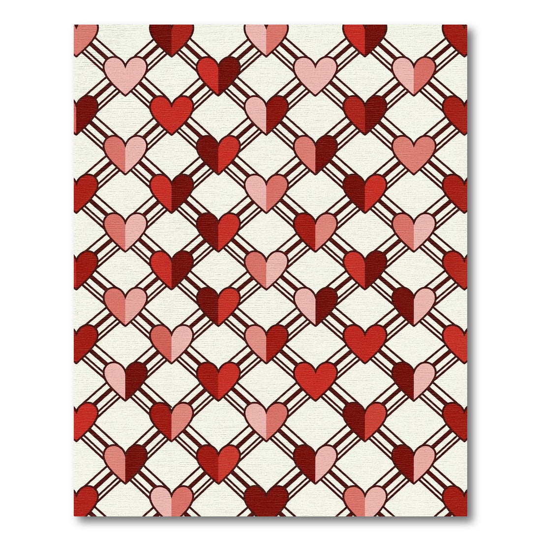 Red Pink Heart Lattice Rug