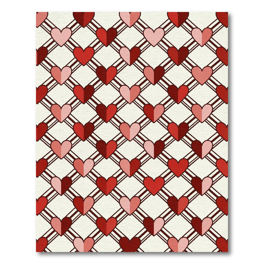 Red Pink Heart Lattice Rug