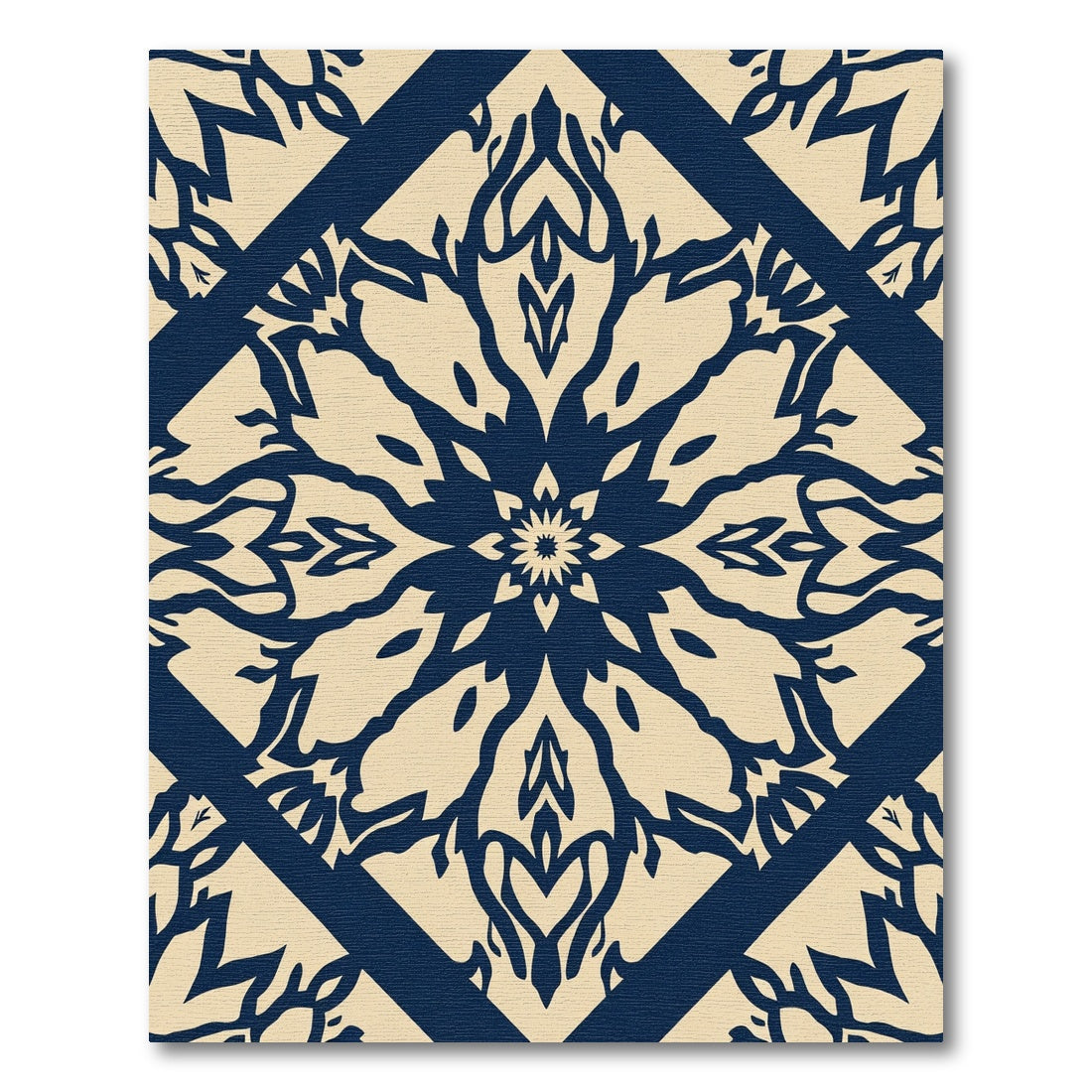 Deep Navy Tribal Mandala Diamond Rug