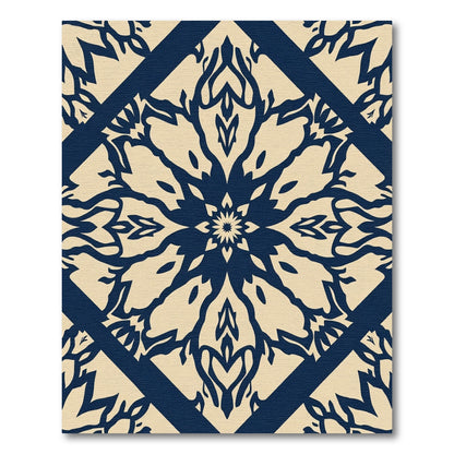 Deep Navy Tribal Mandala Diamond Rug