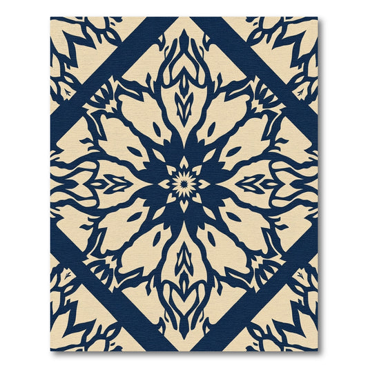 Deep Navy Tribal Mandala Diamond Rug