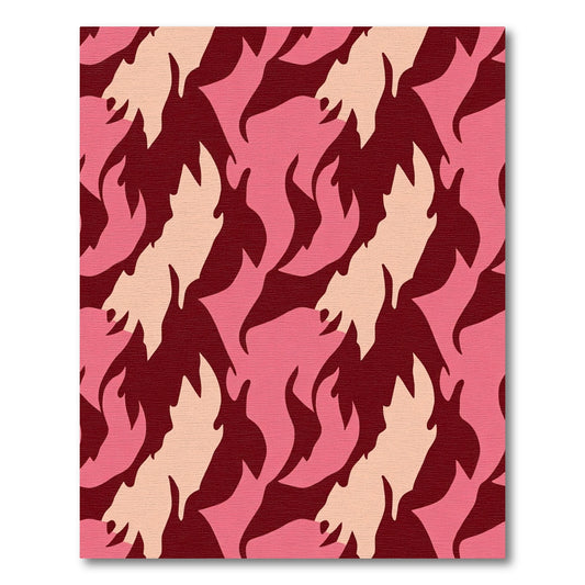 Crimson Pink Abstract Flame Composition Rug