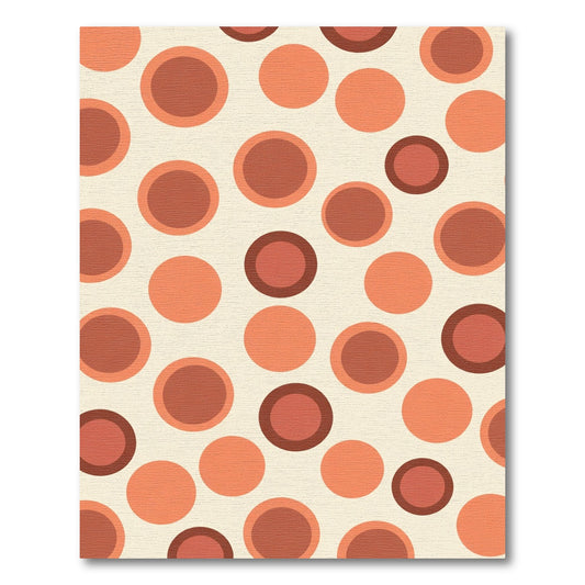 Retro Red Orange Circles Pattern Rug