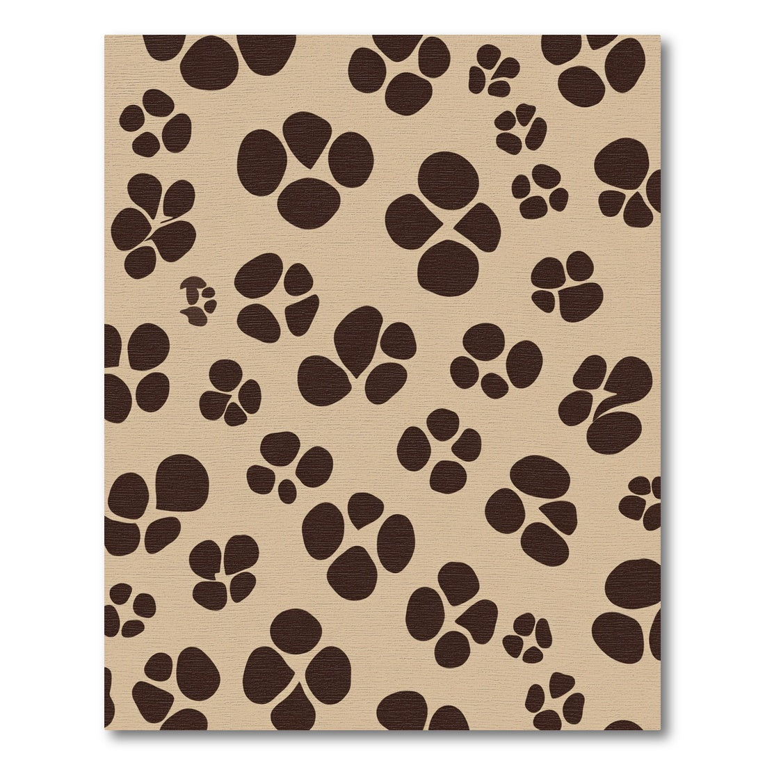 Brown Paw Prints on Beige Field Rug