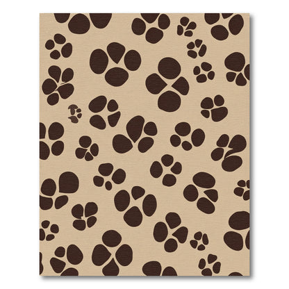Brown Paw Prints on Beige Field Rug