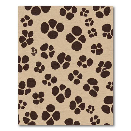 Brown Paw Prints on Beige Field Rug