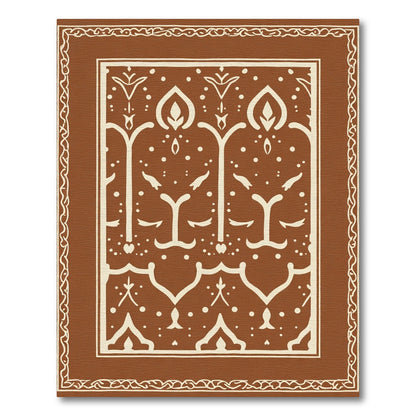 Brown Cream Symmetrical Creature Border Rug