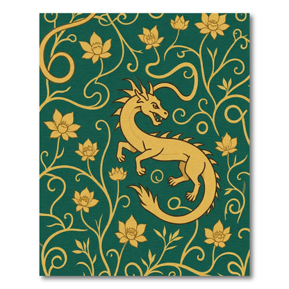Golden Dragon Emerald Floral Swirl Rug