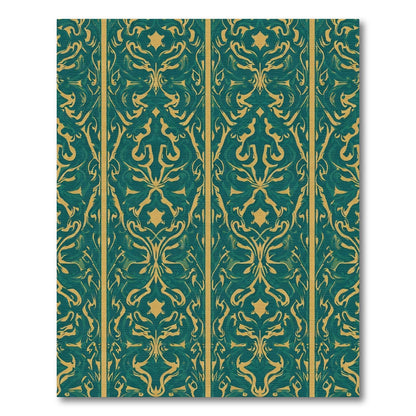 Regal Emerald Gold Damask Stripe Rug