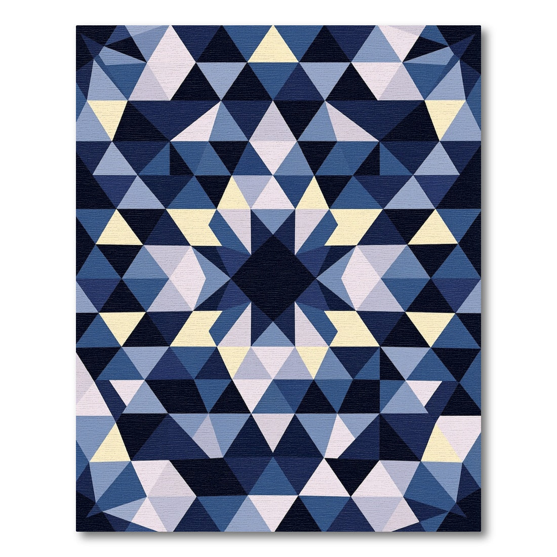 Deep Blue Geometric Triangle Art Rug