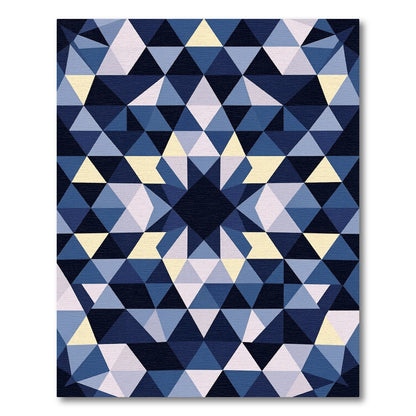 Deep Blue Geometric Triangle Art Rug