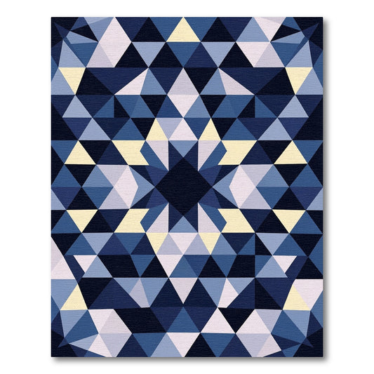 Deep Blue Geometric Triangle Art Rug