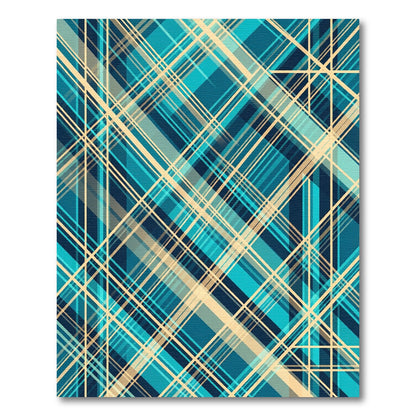 Aqua Tan Intersecting Plaid Lines Rug