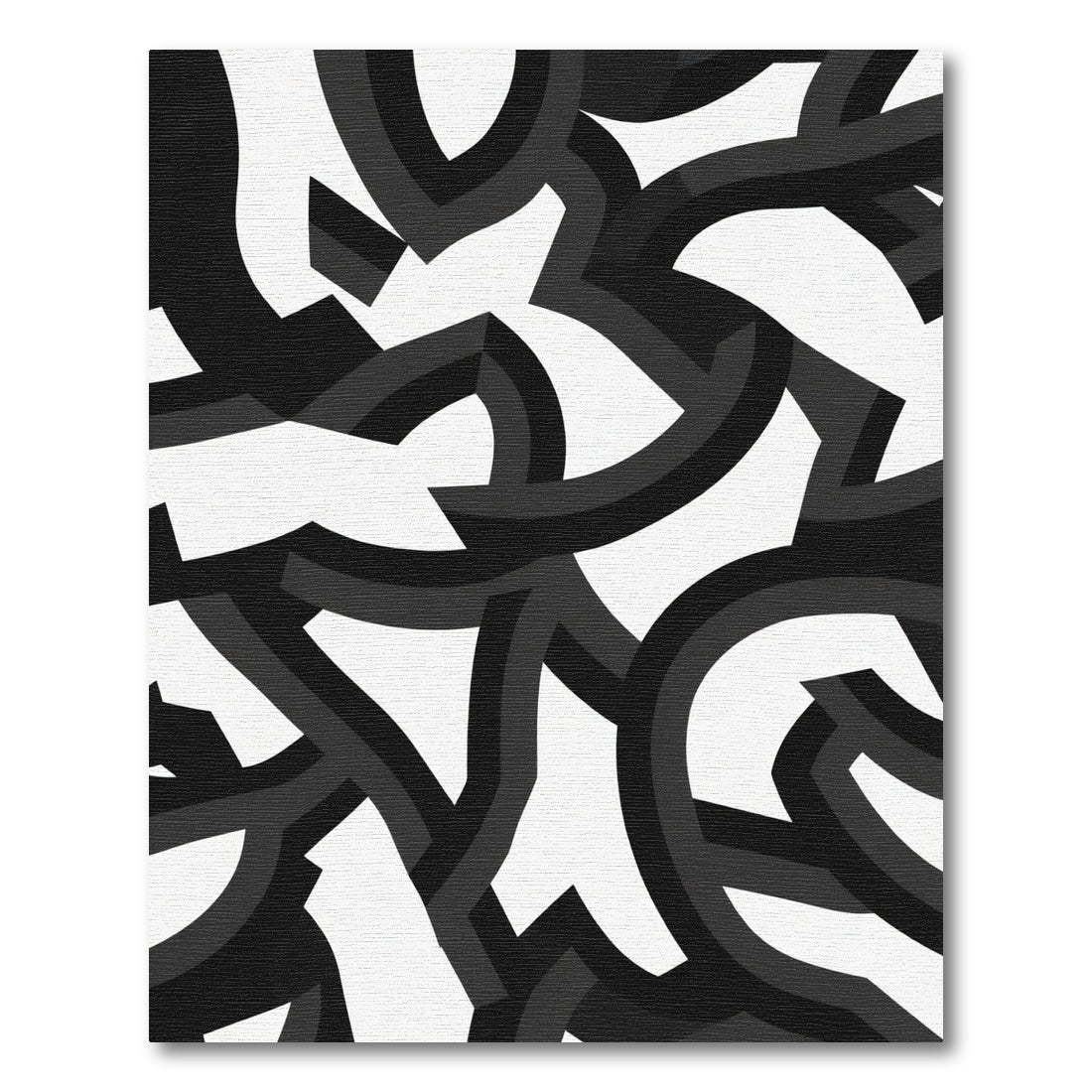 Monochrome Abstract Interlocking Curves Rug