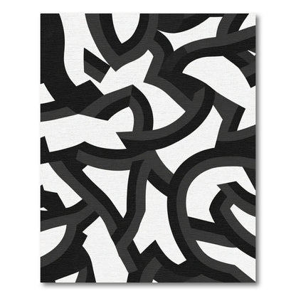 Monochrome Abstract Interlocking Curves Rug