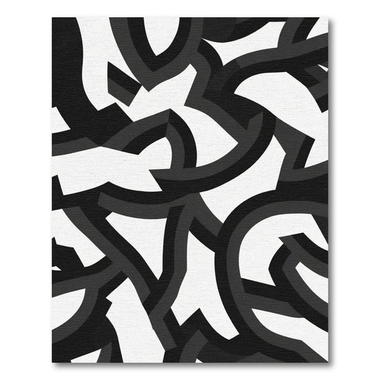 Monochrome Abstract Interlocking Curves Rug