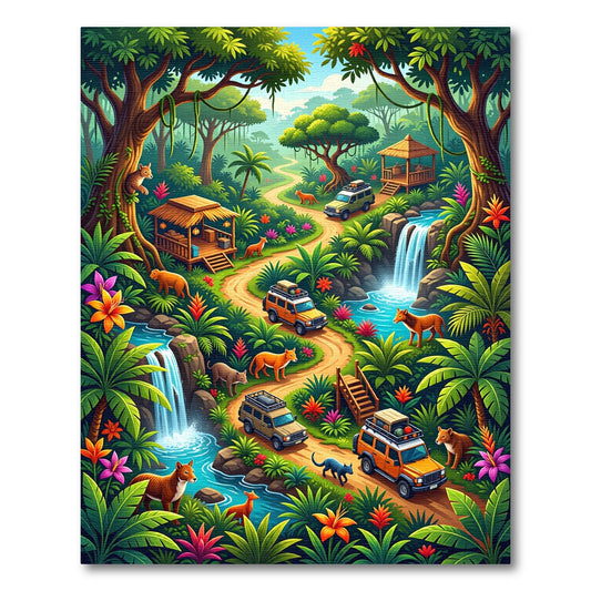 Vibrant Lush Jungle Safari Adventure Rug
