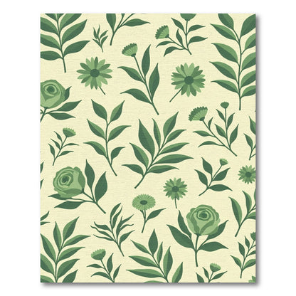 Verdant Green Floral Garden Illustration Rug