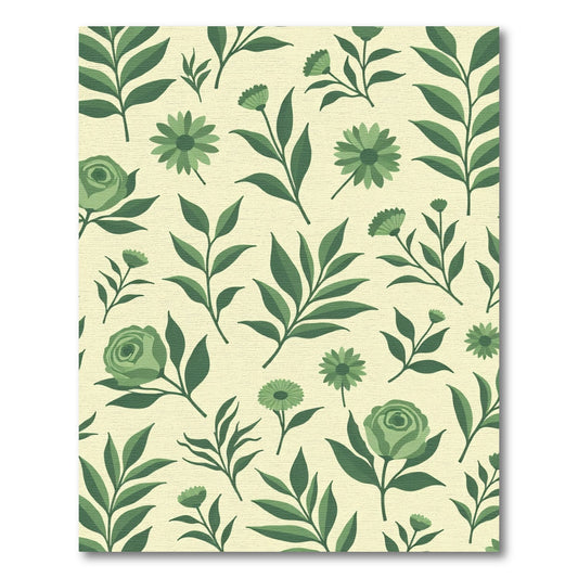 Verdant Green Floral Garden Illustration Rug