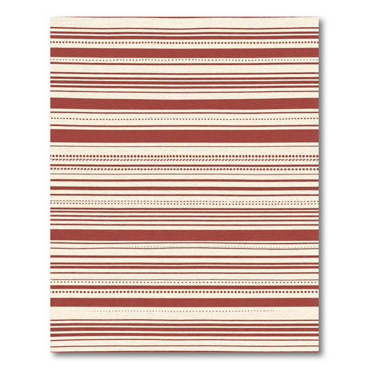 Rustic Crimson Striped Dot Rug