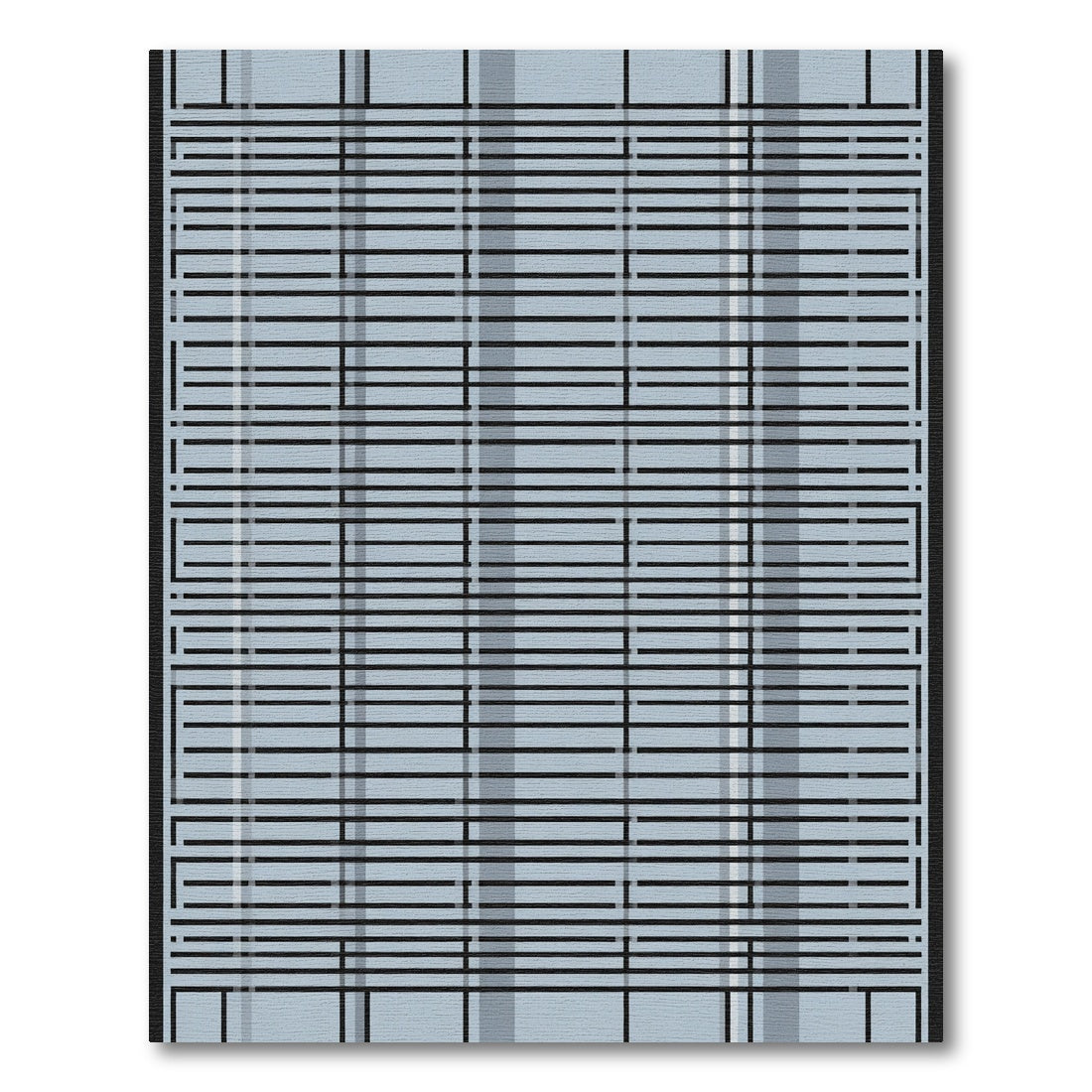 Light Blue Horizontal Stripe Grid Rug