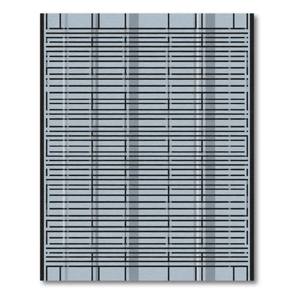 Light Blue Horizontal Stripe Grid Rug