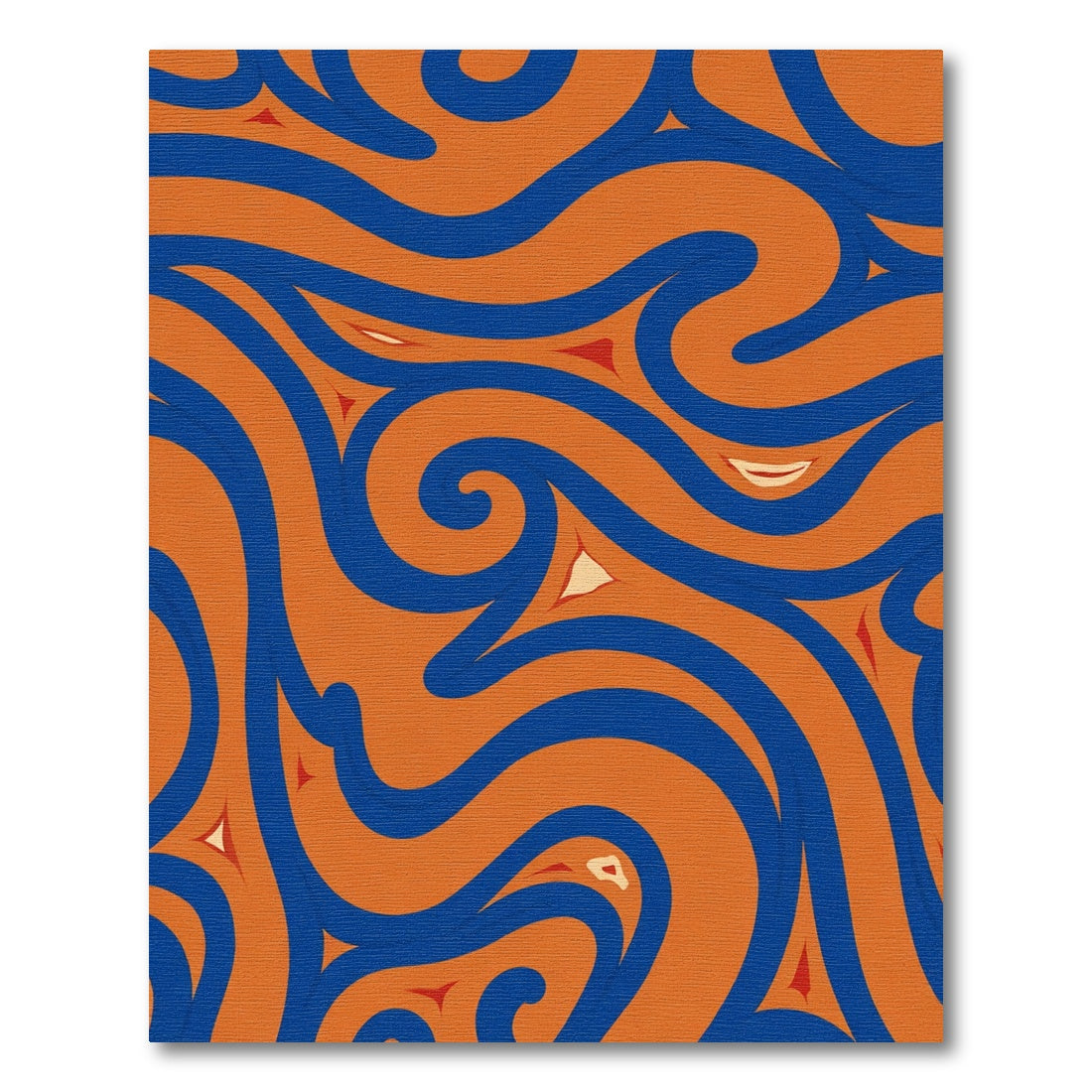 Vivid Orange Blue Swirl Flow Rug