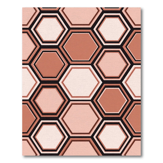 Terracotta Deep Hexagon Layered Weave Rug