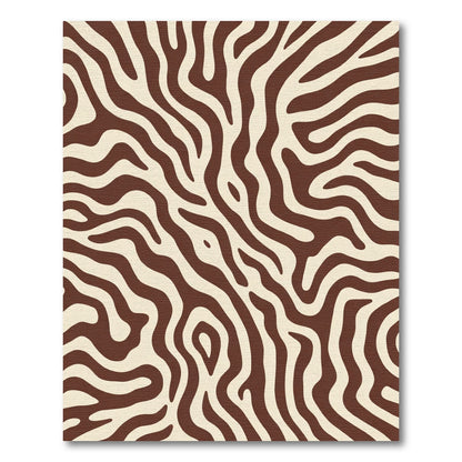 Brown Cream Striped Animal Print Rug