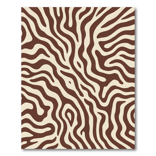 Brown Cream Striped Animal Print Rug